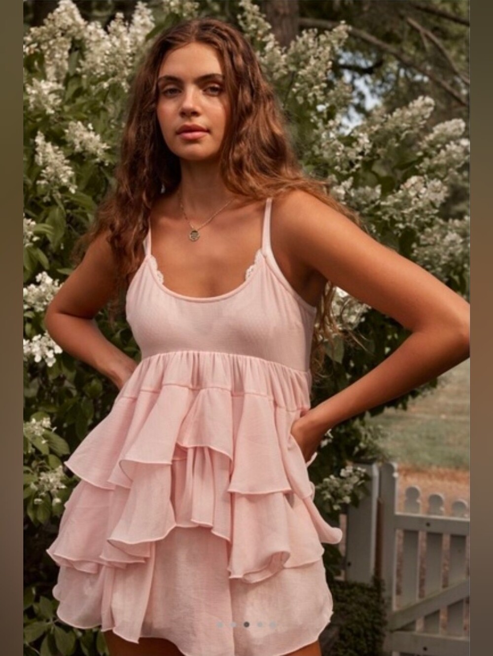 Free People Runaway Rockstar Sheer Ruffled Tiered Slip Dress Or Tunic - Picture 3 of 5
